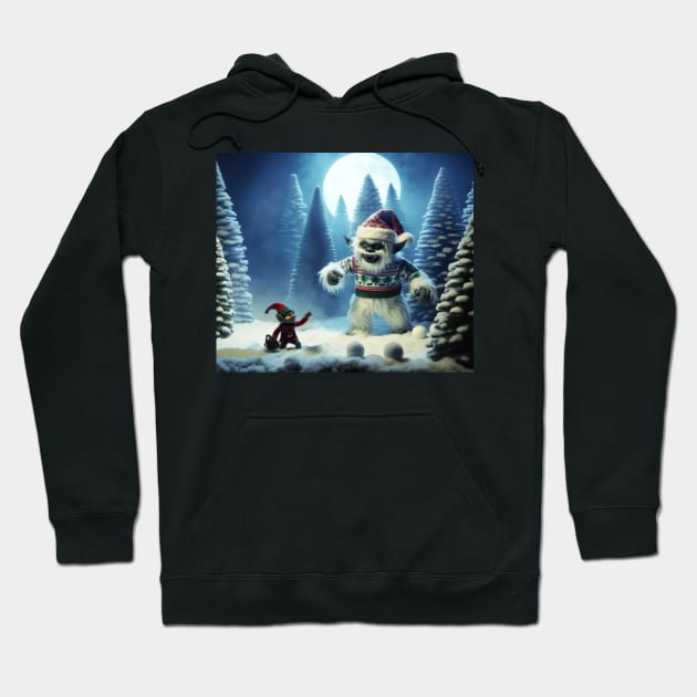 Believe in your-elf and the Christmas Yeti! Hoodie by TooplesArt